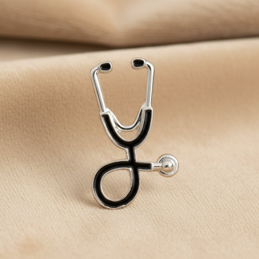Stethoscope Enamel Pin - Black