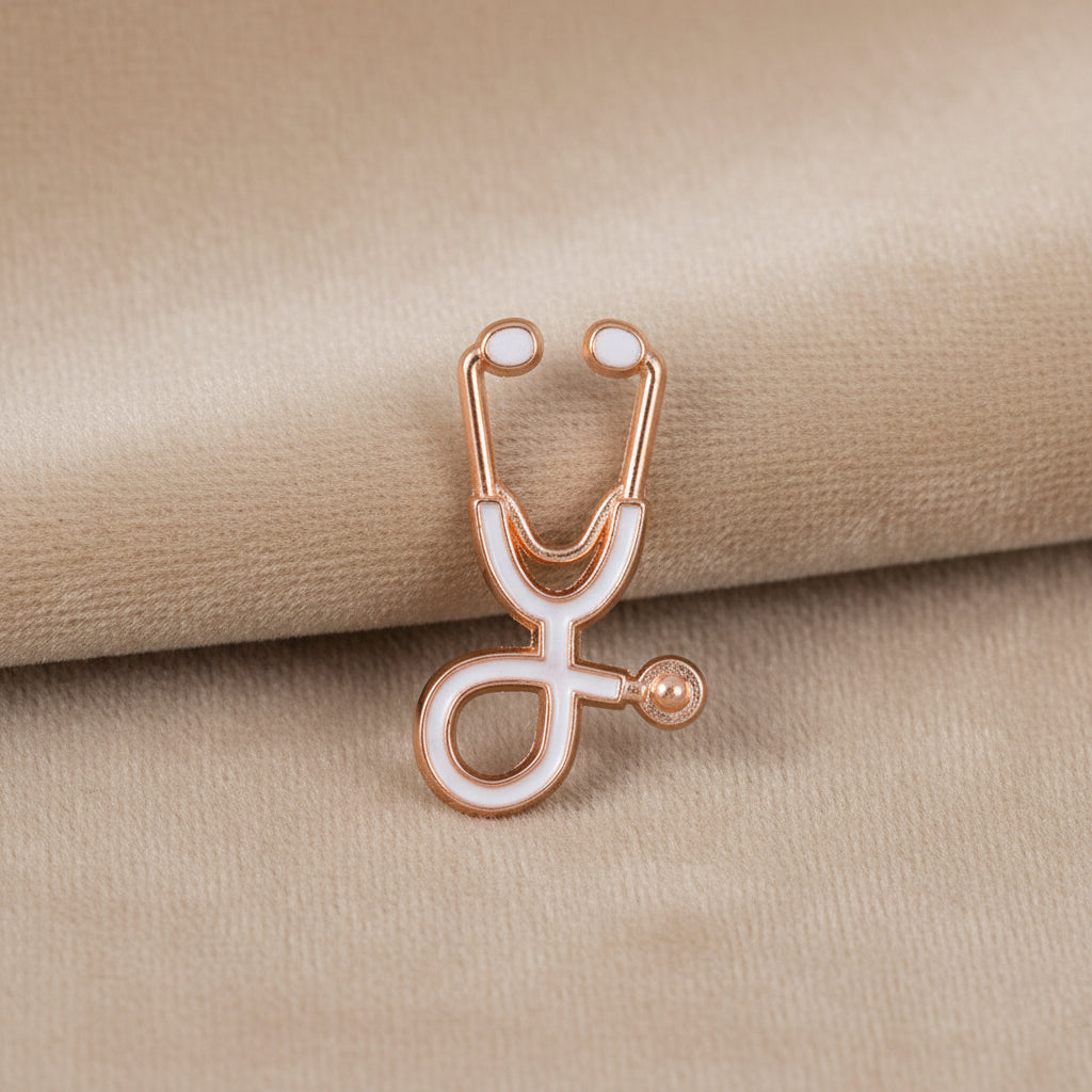Stethoscope Enamel Pin - White